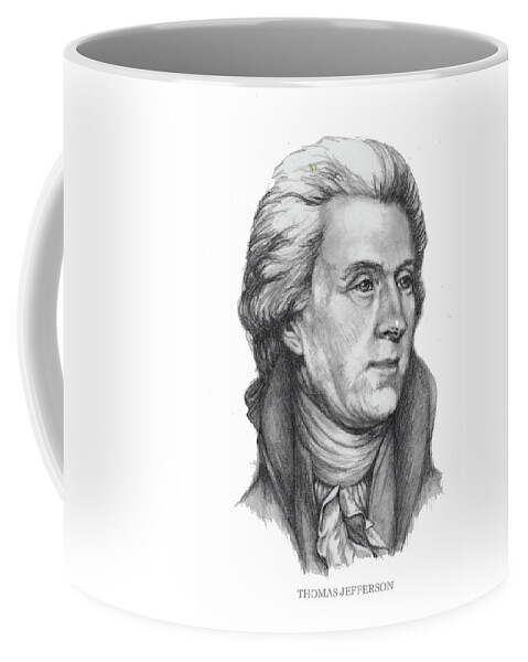 Thomas Jefferson Coffee Mug featuring the drawing Thomas Jefferson by Joan Garcia