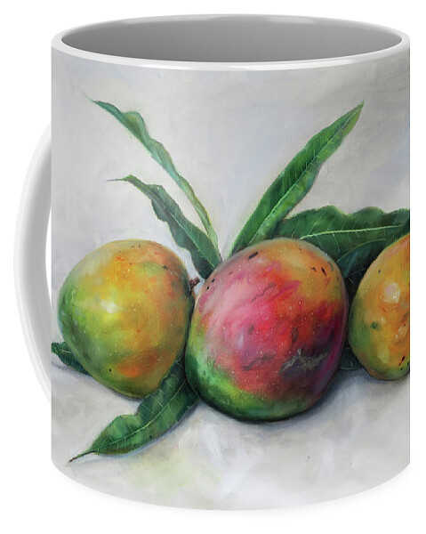 Still Life Coffee Mug featuring the painting Three Julie Mangos by Jonathan Gladding