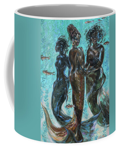 Ocean Coffee Mug featuring the painting Three Muses by Linda Olsen