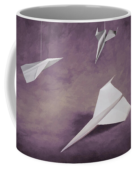 Airplane Coffee Mug featuring the photograph Three Paper Airplanes by Tom Mc Nemar
