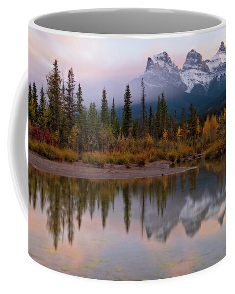 Canada Coffee Mug featuring the photograph Three Sisters Autumn Sunset by Catherine Reading