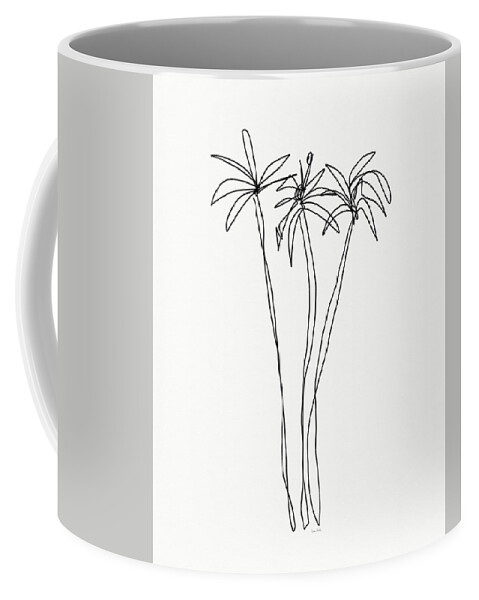 Trees Coffee Mug featuring the drawing Three Tall Palm Trees- Art by Linda Woods by Linda Woods
