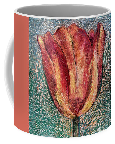 Tulip Coffee Mug featuring the painting Thuya Tulip by AnneMarie Welsh