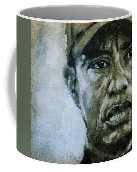 Tiger Woods Coffee Mug featuring the painting Tiger Woods - On The Road Again by Paul Lovering