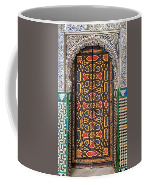 Door Coffee Mug featuring the photograph Tiled Door of Sevilla by David Letts