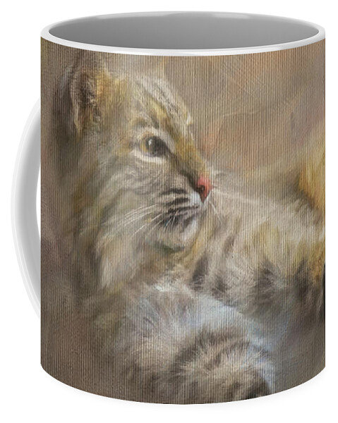 Bobcat Coffee Mug featuring the painting Time To Rise and Shine by Jai Johnson