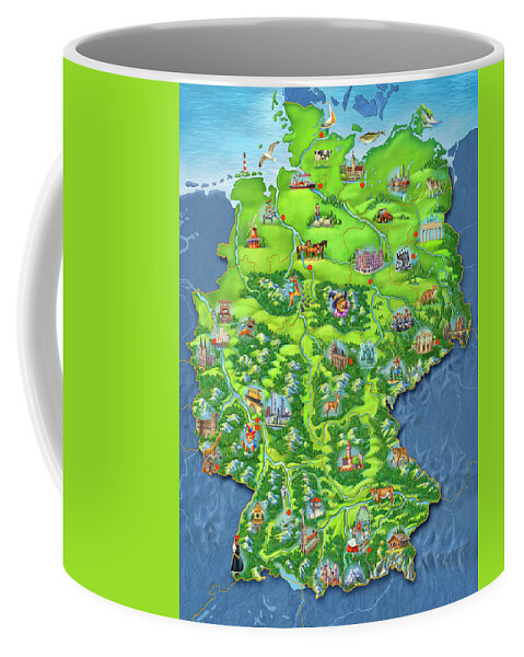 Map Coffee Mug featuring the mixed media tiptoi_Puzzle by Anne Wertheim