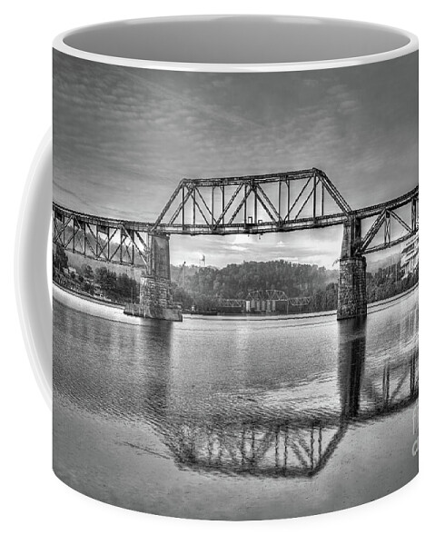 Tennessee Coffee Mug featuring the photograph TN River Sunrise in BW by Douglas Stucky