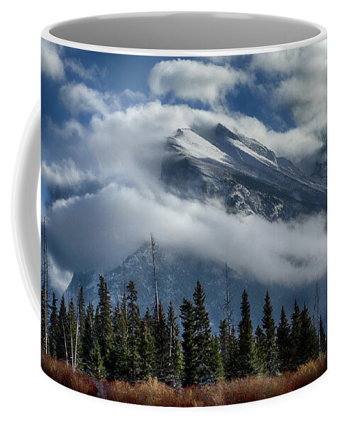 Mount Rundle Coffee Mug featuring the photograph To The Wild Country Canadian Rocky Mountains by Bob Christopher
