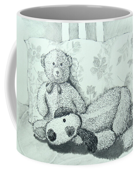 Friends Coffee Mug featuring the drawing Together Forever by Margaret Zabor