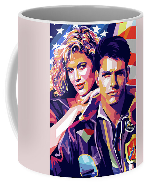 Tom Cruise Coffee Mug featuring the digital art Tom Cruise and Kelly McGillis by Stars on Art