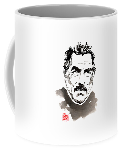 Tom Selleck Coffee Mug featuring the drawing Tom Selleck by Pechane Sumie