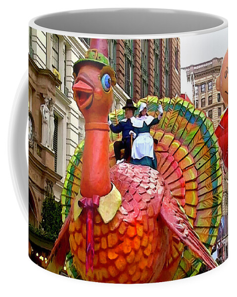 Macy's Coffee Mug featuring the digital art Tom Turkey and Charlie Brown Macys Thanksgiving by CAC Graphics