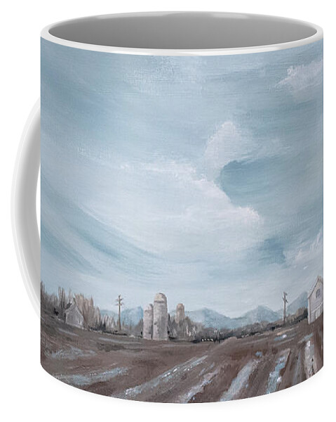 Landscape Coffee Mug featuring the painting Too Wet to Plant - Lanscape Painting by Annie Troe