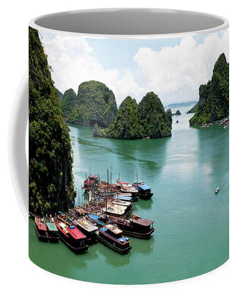 Seascapes Coffee Mug featuring the photograph Tourist boats, Halong Bay, Vietnam by Michalakis Ppalis