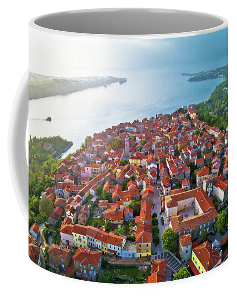 Omisalj Coffee Mug featuring the photograph Town of Omisalj on Krk island aerial view by Brch Photography