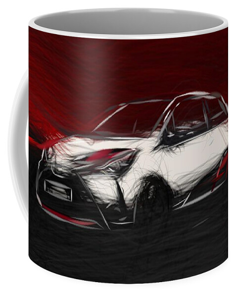 Toyota Coffee Mug featuring the digital art Toyota Yaris GRMN Drawing by CarsToon Concept