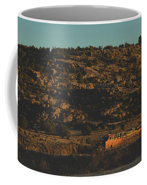 Train Coffee Mug featuring the photograph Train in Arizona Desert by Julieta Belmont