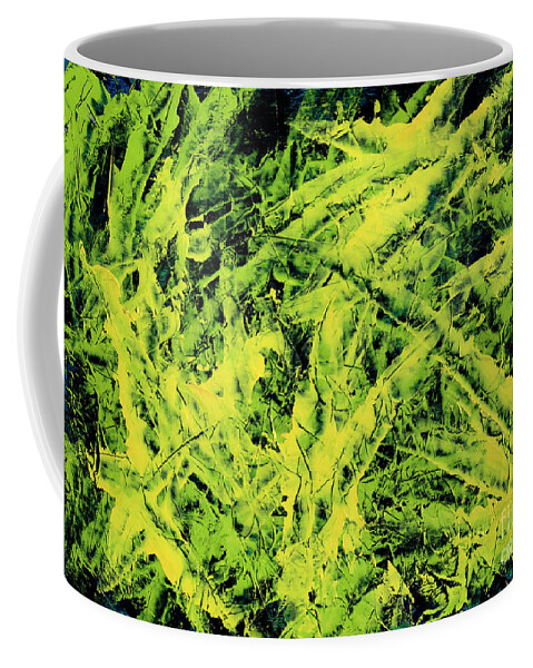 Abstract Coffee Mug featuring the painting Transitions with Yellow, Green and Blue by Dean Triolo