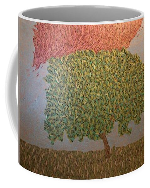Tree Coffee Mug featuring the painting Tree under Mysterious Cloud by Darren Whitson