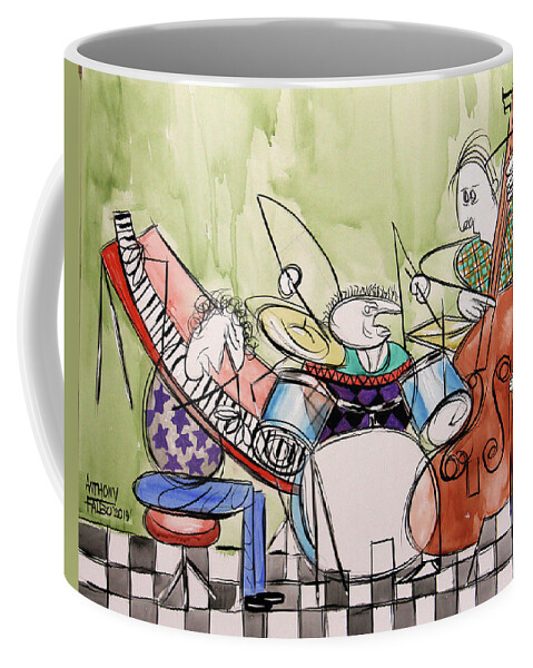 Music Coffee Mug featuring the painting Trio by Anthony Falbo