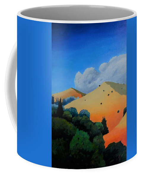 Triptych Coffee Mug featuring the painting Tripping 1 Edited by Gary Coleman