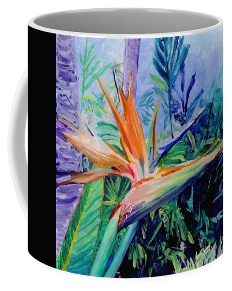 Bird Of Paradise Coffee Mug featuring the painting Tropical Bird of Paradise by Marionette Taboniar