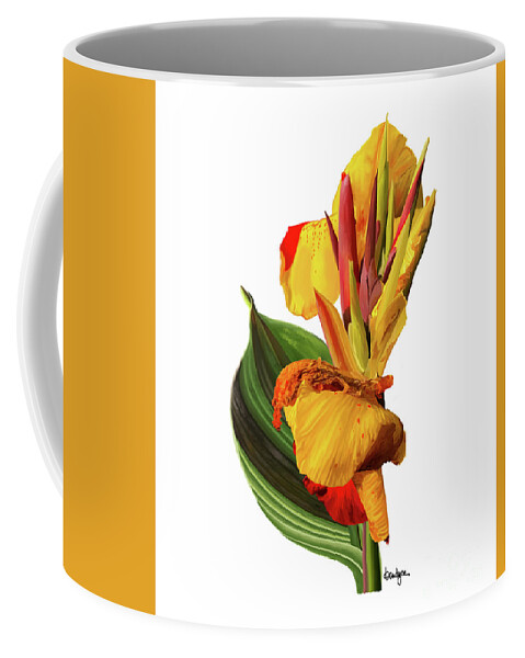 Tropical Bouquet Coffee Mug featuring the digital art Tropical Bouquet-Flower One by Kandyce Waltensperger