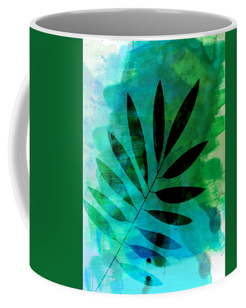 Tropical Leaf Coffee Mug featuring the mixed media Tropical Leaf Watercolor by Naxart Studio