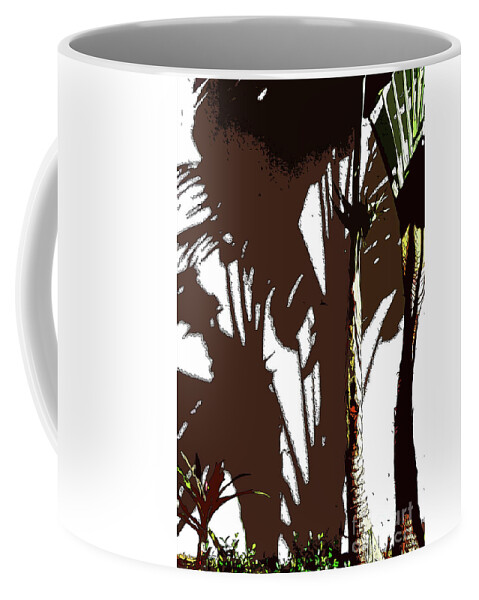 Abstract Coffee Mug featuring the mixed media Tropical Palm Shadows by Sharon Williams Eng