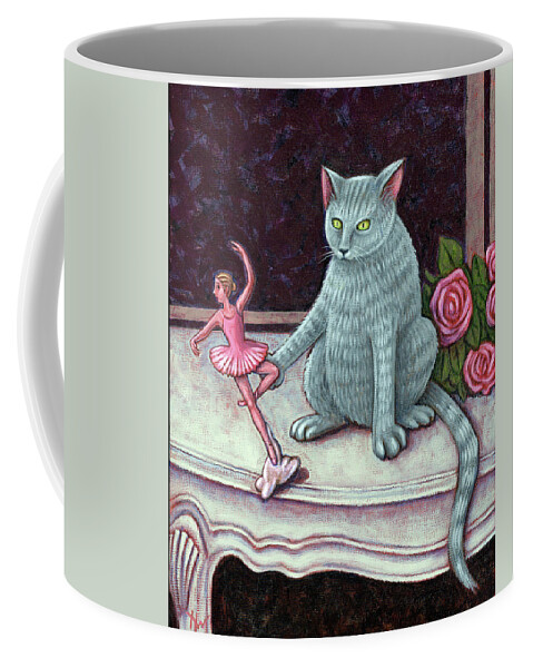 Cat Coffee Mug featuring the painting Trouble by Holly Wood