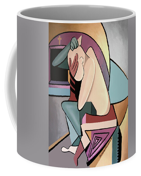 Cubism Coffee Mug featuring the painting True Confessions by Anthony Falbo
