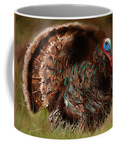 Turkey Coffee Mug featuring the painting Turkey In The Straw by Jean Pacheco Ravinski