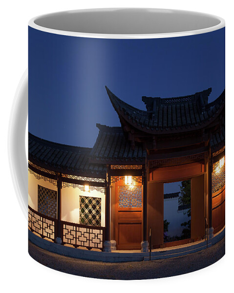 Chinese Garden Coffee Mug featuring the photograph Twilight at the Gate by Briand Sanderson