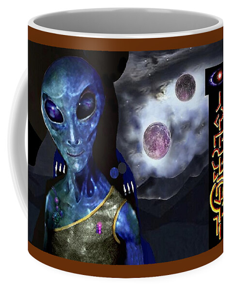 Planet Coffee Mug featuring the digital art Twin Moons by Hartmut Jager