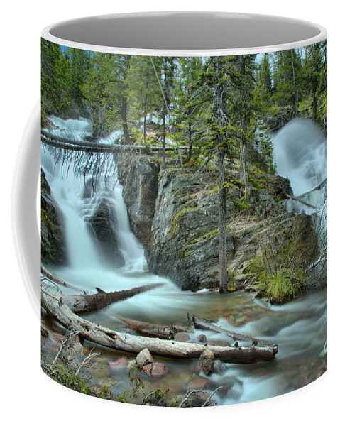 Twin Falls Coffee Mug featuring the photograph Two Medicine Twin Falls by Adam Jewell