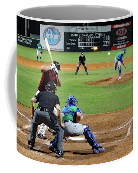 Baseball Coffee Mug featuring the photograph Two Out Fastball by Jerry Griffin