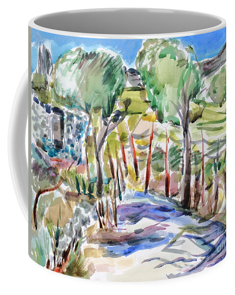 Two Trees In Jack London State Park Coffee Mug featuring the painting Two Trees In Jack London State Park by Richard Fox