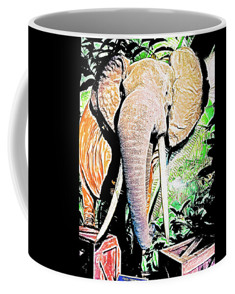 Two Trunked Elephant Coffee Mug featuring the painting Two Trunked Elephant 3 by Jeelan Clark