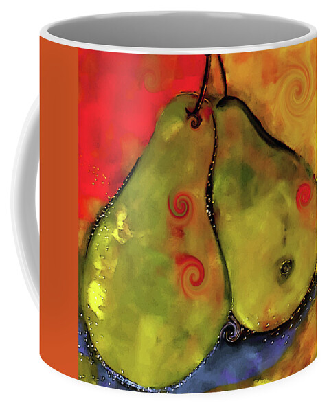 Pears Coffee Mug featuring the digital art Two Twirly Pears Painting by Lisa Kaiser