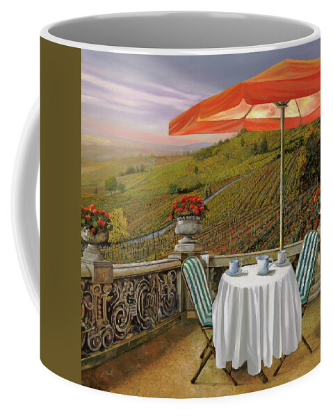 Vineyard Coffee Mug featuring the painting Un Caffe' Nelle Vigne by Guido Borelli