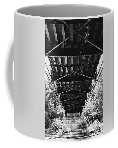 Landscape Coffee Mug featuring the photograph Under the Bridge by Kelly Thackeray