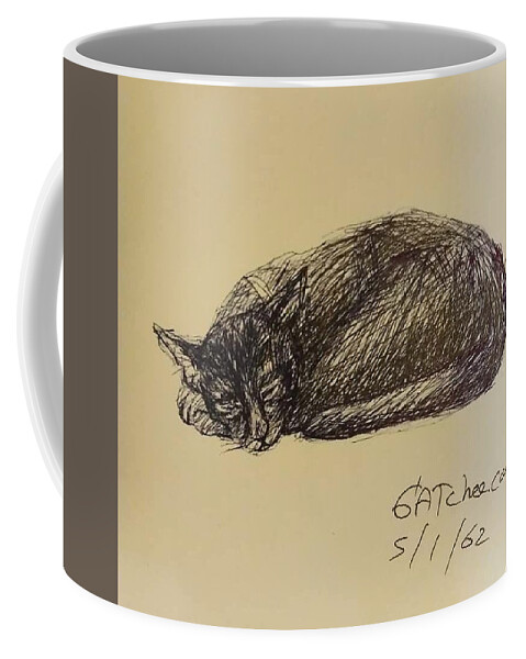 Cat Coffee Mug featuring the drawing Under the moonlight by Sukalya Chearanantana
