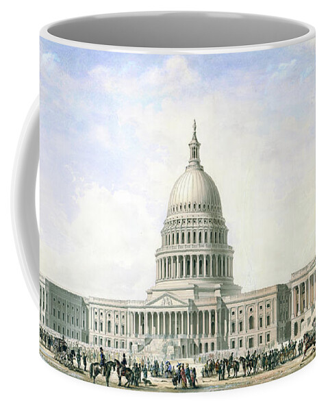 United States Capitol Coffee Mug featuring the drawing United States Capitol Design for New Dome and Wings 1855 by Thomas Ustick Walter