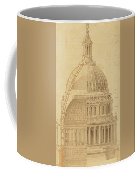 Thomas Ustick Walter Coffee Mug featuring the drawing United States Capitol, Section of Dome, 1855 by Thomas Ustick Walter