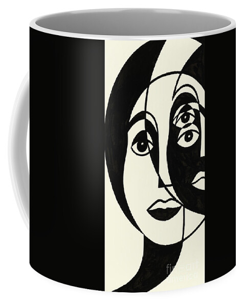 Cubist Coffee Mug featuring the painting Untitled, Cubist face by Manuel Bennett