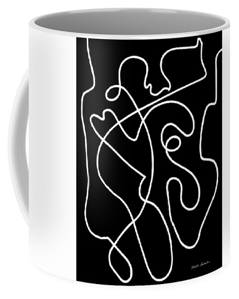 Nikita Coulombe Coffee Mug featuring the painting Untitled I white line on black background by Nikita Coulombe