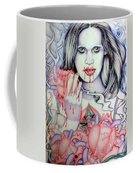 Mexican American Art Coffee Mug featuring the drawing Untitled by Joesph Lil Man Valencia