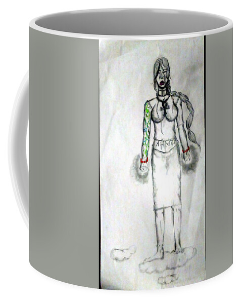 Black Art Coffee Mug featuring the drawing Untitled by Kay Gee
