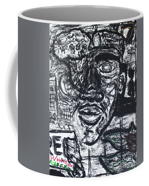 Charcoal Coffee Mug featuring the drawing Untitled Sketch II by Odalo Wasikhongo